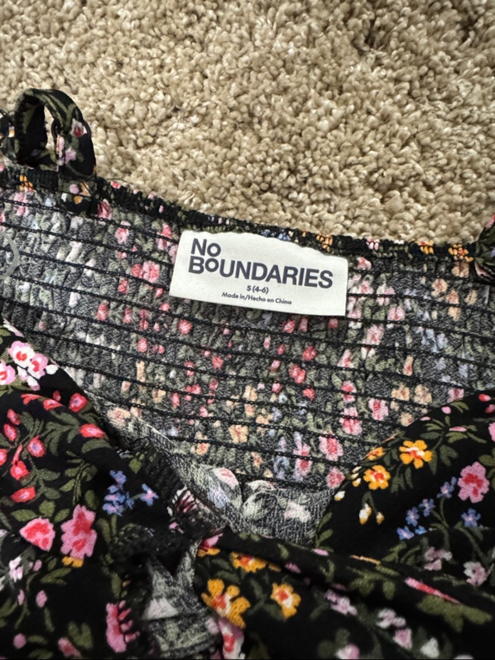 No Boundaries Women’s Muti Color Floral Spaghetti Strap Maxi Black Dress Size S - Picture 5 of 7